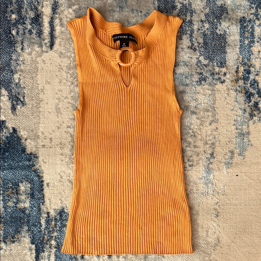 Sophie Rue Mustard Ribbed Keyhole Tank Top